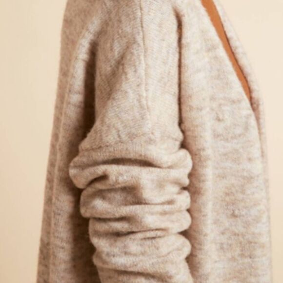 Frnch Paris Long pocketed open cardigan Mocha Mousse shacket S/M oversized NWT - Picture 3 of 10